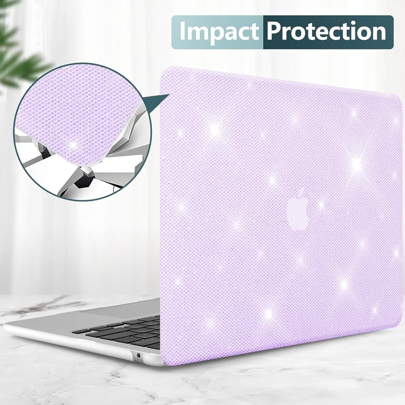 KEROM Glitter Case for MacBook Air 13 inch 2025-2022 M4 M3 M2 A3240 A3113 A2681, Luxury Bedazzled Shiny Bling Sparkle Textured PU Leather Hard Shell & Keyboard Cover for Mac Air 13.6 inch Case, Purple - Image 3